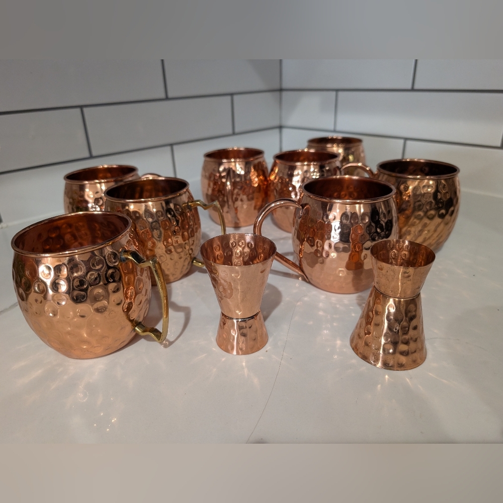 Copper Hammered Moscow Mule Mugs Set